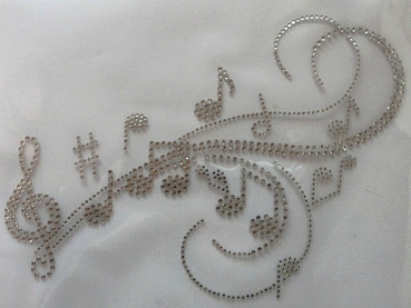 Preview: Noten Musik Disco Tanzen Strass Hotfix Bügelbild Abschwitzdecke Shirt Jacke Top