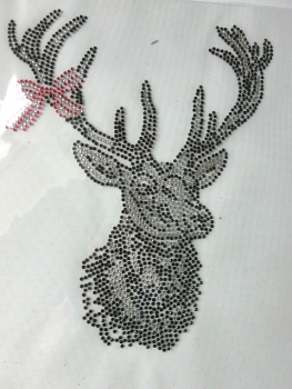 zauberhafter Hirsch Schleife Dirndl Oktoberfest Wiesn Strass Bügelbild Hotfix Hotglue
