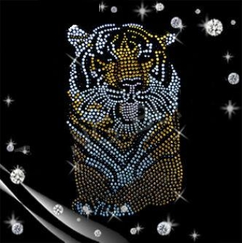 Riesen Tiger Hotfix Hotglue Bügelbild Strass Shirt Jacke Bluse Mantel Tasche