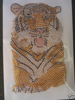 Preview: Riesen Tiger Hotfix Hotglue Bügelbild Strass Shirt Jacke Bluse Mantel Tasche