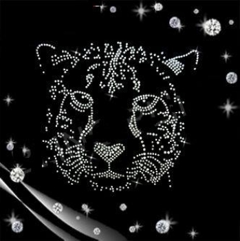Panther XXL 24 x 23,00 cm Bügelmotiv Strass Hotfix Hotglue Bügelbild