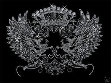 Wappen Ornament hochwertig Strass Hotglue Hotfix Bügelbild