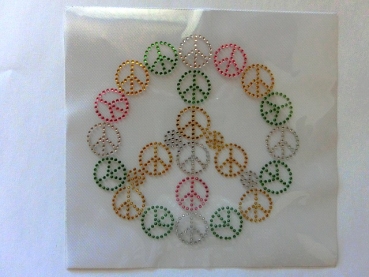 Preview: 26 mal Peace Strass Bügelbild Hotfix Hose Sterne Tasche Shirt Jacke Rucksack Top