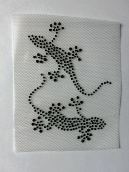 Echse Gecko Salamander Black Strass Hotfix Hotglue Bügelbild Shirt Hose Jacke Tasche