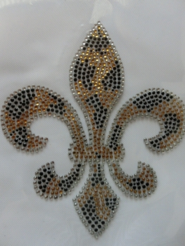 Preview: Fleur de Lis Tiger Strass Hotfix Bügelbild T-Shirt Tasche Bluse Hemd Top Decke