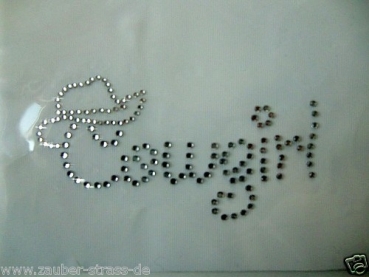 Bügelbild Schabracke Cowboy Hut Cowgirl Strass Hotglue Hotfix Bügelbild für Shirts Jacke etc.