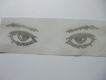 Preview: Gesicht Augen Hotfix Bügelbild Strass Jacke Shirt Bluse Tasche Hemd Top Rucksack