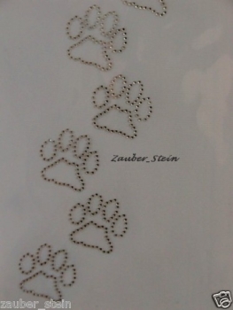 5 süüße Hunde Pfoten Pfötchen Strass HOTFIX Hotglue Bügelbild