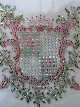 Preview: Traum Wappen Ornament Strass Oktoberfest Hotglue Hotfix Bügelbild Abschwitzdecke Schabracke