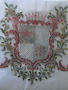 Traum Wappen Ornament Strass Oktoberfest Hotglue Hotfix Bügelbild Abschwitzdecke Schabracke