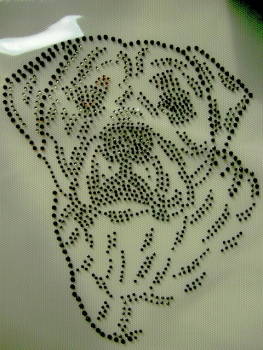 Preview: Rottweiler Hund Hotfix Bügelbild Strass für T-Shirt Hundezucht Hundeleine HundesofaHotglue Bügelbild Bügelmotiv