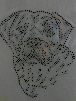 Preview: Rottweiler Hund Hotfix Bügelbild Strass für T-Shirt Hundezucht Hundeleine HundesofaHotglue Bügelbild Bügelmotiv