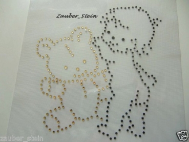 Baby mit Teddy Strass Hotfix Hotglue Bügelbild