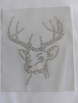 Preview: Hirsch Hotfix Bügelbild Strass Trachten Alpenstyle Jagd Oktoberfest Wiesn Jacke