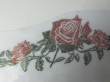 Riesen Rose Ranke 45 X 15 cm orange HOTFIX Bügelbild Strass Schiebevorhang Shirt
