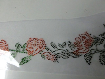 Preview: Riesen Rose Ranke 45 X 15 cm orange HOTFIX Bügelbild Strass Schiebevorhang Shirt