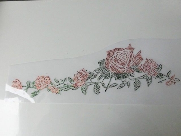 Preview: Riesen Rose Ranke 45 X 15 cm orange HOTFIX Bügelbild Strass Schiebevorhang Shirt