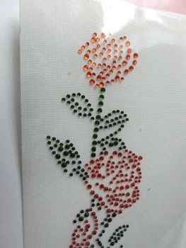 Preview: Riesen Rose Ranke 45 X 15 cm orange HOTFIX Bügelbild Strass Schiebevorhang Shirt