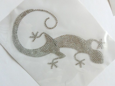 Echse Gecko Salamander Strass Hotfix Hotglue Bügelbild Shirt Hose Jacke Tasche