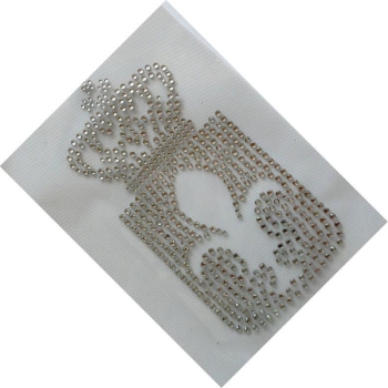 Preview: &#9829; Fleur Krone Wappen Strass Hotfix Bügelbild Shirt Schabracke Abschwitzdecke Top