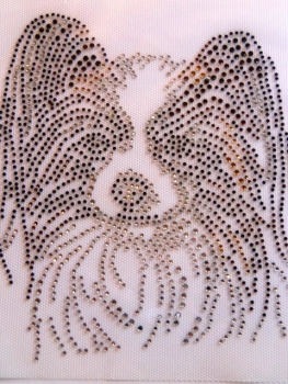 Papillon Hund Strass Hotfix Hotglue Bügelbild Bügelmotiv