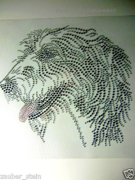 Preview: Irischer Wolfshund Hund Strass Hotfix Hotglue Bügelbild Bügelmotiv