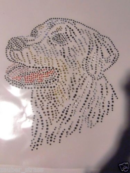 Preview: Retriever Hund Strass Hotfix Hotglue Bügelbild Bügelmotiv
