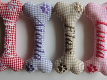 Preview: Hundespielzeug Knochen Wunschname Dummy Hundeknochen