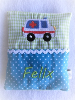 ♥ Krankenwagen Beulentröster inkl. Kühlpad Wunschname Geburt Taufe Einschulung ★ Lüttentüddel®