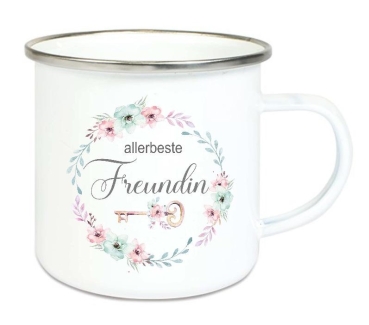 ♥ Tasse Emailletasse allerbeste Freundin Dankeschön, Geburtstag, Vatertag, Abschied, Jubiläum, Geschenk, Becher von Lüttentüddel