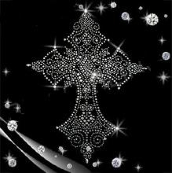 Preview: Bezauberndes  Kreuz Strass HOTFIX HOTGLUE Bügelbild Applikation