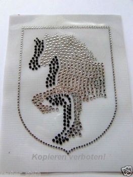 Friesen Pferd Pferde Black und Klar HOTFIX Bügelbild Strass Wappen