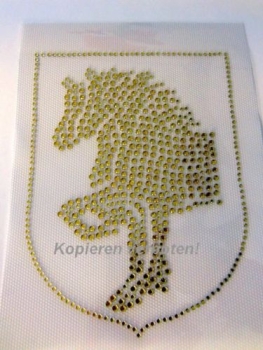 Friesen Pferd Pferde Gold HOTFIX Bügelbild Strass Wappen