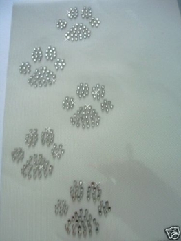 Hunde-Spur 5 Pfoten Strass Hotfix Bügelbild Crystal süß