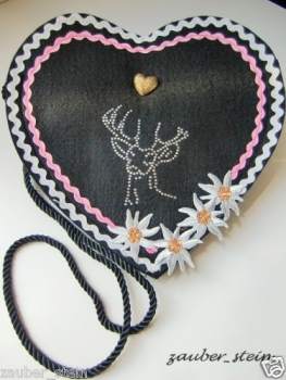 DIRNDL WIESN TASCHE HIRSCH EDELWEISS FILZ STRASS - Zauberstrass