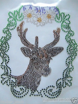 zauberhaftes Reh mit Edelweiss Strass Hotfix Bügelbild - Zauberstrass