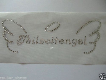 Schriftzug Teilzeitengel Strass Bügelbild Hotfix Hotglue