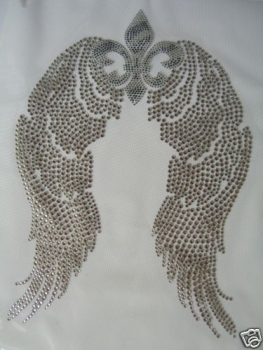 Flügel Fleur de Lis Hotfix Hotglue Bügelbild Strass ein Traum Bügelmotiv