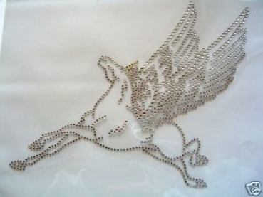 Traumhaftes Pferd Pegasus Bügelbild Strass Hotfix Hotglue Strass
