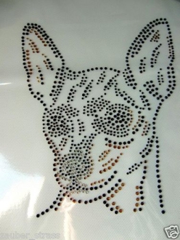 Doberman Hund Strass Hotfix Hotglue Bügelbild Bügelmotiv