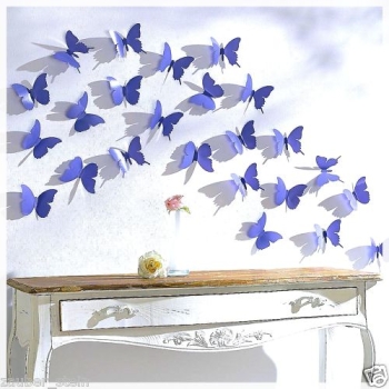 12 tlg Schmetterling Set Schmetterlinge Wanddeko Lila