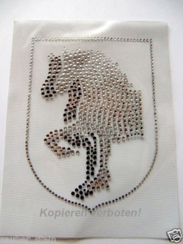 Brandzeichen FPZV Friesen Pferd Pferde Black Diamond Klar HOTFIX Bügelbild Strass Wappen