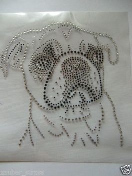 zauberhafter Mops Strass Bügelbild Hotfix Hotglue