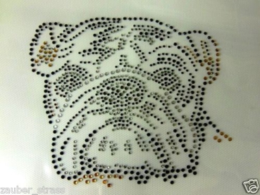 Traum Mops Strass Bügelbild Hotfix Hotglue