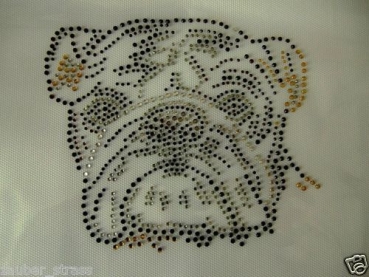 Preview: Traum Mops Strass Bügelbild Hotfix Hotglue