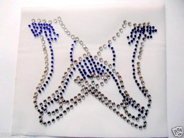 Skating Schlittschuhe Kür Blau Hotfix Hotglue Bügelbild Bügelmotiv Strass