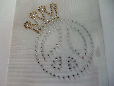 Hotfix Peace Krone mit Strass Bügelbild Hotglue zauberhaft