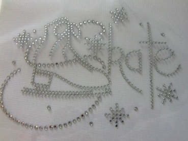 Schriftzug Skating Schlittschuhe Kür Hotfix Hotglue Bügelbild Bügelmotiv Strass