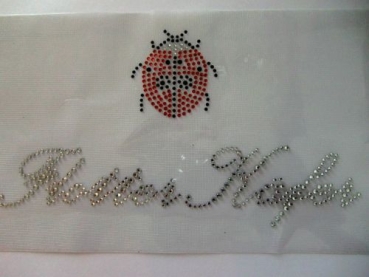 Schriftzug Flotter Käfer Strass Bügelbild Hotfix Hotglue
