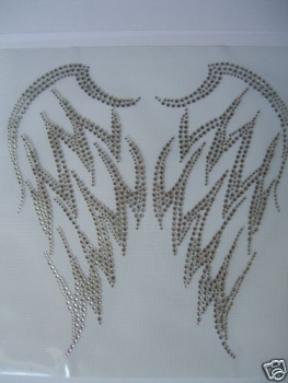 zauberhafte Flügel Bügelbild Strass 23x22,5cm Hotglue Hotfix Shirt Jacke Hose